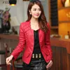 Cuero de imitación de cuero para mujer FTLZZ Nuevo 4XL Cuero de imitación Suave Pu Chaquetas de motocicleta delgadas Otoño Mujer Rojo Negro Lady Biker Prendas de abrigo Abrigo HKD230808