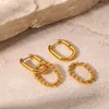 Stud Uworld doble en forma de U removible Twist Ring colgante pendientes de acero inoxidable chapado en oro impermeable Huggie para mujeres 230807