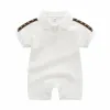 Nouveau-né bébés Designer tricot lettres été barboteuses créateur de mode col rabattu coton pyjamas bébé fille garçon enfants filles garçons vêtements