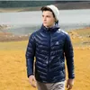 Winter Outdoor Super Light Down Jacket For Men Solid Color Hooded Ultra-Light Coat Windproof Warm Outwear Slim Ski vandringsjacka L230520