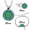 Oorbellen Ketting Set Trendy Mandala Datura Flower Art Po Armband Stud Sier Religieus Boeddhisme Sieraden Drop Delivery Sets Dhgarden Dho5V