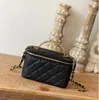 10A cuboid trapezoid chip authentication caviar sheepskin leather shoulder bag women black handbags ladies composite tote clutch female purse