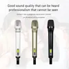 Mikrofoner trådlösa dubbla handhållna dynamiska KTV trådlösa mikrofonprofessionella para karaoke med verklig mångfaldsmottagare