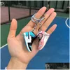Sko delar tillbehör kreativa 3d mini basketskor stereoskopisk modell nyckelringar sneakers entusiast souvenirs nyckelbil tillbaka dhzya