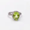 Cluster Rings Natural Real Green Peridot Anello ovale di lusso 9 11mm 3.5ct Gemstone 925 Sterling Silver Fine Jewelry Women X219303