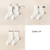 Women Socks Style Lolita Classical Agaric spets snörning Bomull Lady's High Quality White Middle Tube 3 Par/Lot