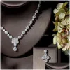 Pendientes Collar Conjunto Hibride Beautif Water Drop Cz Mujeres Joyería de moda Nupcial Ing Parure Bijoux Femme Mariage N-1358 Del Dhgarden Dhrox