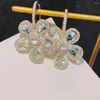 Dangle Earrings Lovely Colorful Flower For Women Wedding Cubic Zirconia Dubai Bridal Costume Jewelry 2023Summer Party E9506