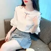 Women's Blouses Summer Chinese Tang Blusa Retro Ethnic Style Blouse Sweet Chiffon Shirt