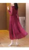 Casual Dresses Spring/Summer 2023 Silk Long Sleeve Solid Color Dress High End Exquisite Style Slim Waist Holiday Red