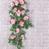 Decorative Flowers Supplies DIY Wedding Ornament Simulation Plants Lifelike Roses Wreath Wall Hanging Floral Artificial Rattan