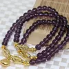 Strand Fashion 6mm violet galvanoplastie cristal perles rondes Bracelets multicouches pendentif couleur or bijoux de haute qualité B2252