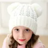 Free DHL UPS 13 Cores Kids Unisex Knit Crochet Caps Gorros Hat MOK Girls Soft Double Balls Winter Warm Outdoor Baby Pompom SkiZZ