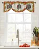 Curtain Thanksgiving Pumpkin Corn Turkey Short Window Adjustable Tie Up Valance For Living Room Kitchen Drapes