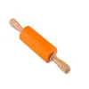 Dough Pastry Roller Stick 23cm Wooden Handle Silicone Rolling Pin for Kids Baking Tools Kitchen Noodles tool