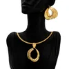 Ensembles de bijoux de mariage Dubai Set pour femmes collier et boucles d'oreilles pendentif avec tour de cou cuivre brésilien africain dame fête mariages cadeaux 230808