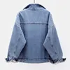 Femmes Fourrure Fausse Fourrure Hiver Épais Chaud Court Fourrure D'agneau Doublure Jeans Veste Manteau Femme Lâche Manches Chauve-Souris Denim Veste Femmes Coréen Vintage Survêtement HKD230727