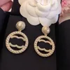 Fashion Designer Stud Orecchini oro pieni d'oro Lettera di marca di marca di orecchini in acciaio inossidabile EARLOOP Crystal Oreger Oread Gioielli Accessorio da donna Regalo