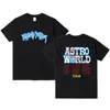 メンズTシャツ21SSアップトピアTシャツ男性ヴィンテージハイプホップコットンストリートウェア特大のティートップサボテンライトニングブラウンジャック230807