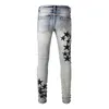 Am jeans Designer Jeans voor heren Distressed Ripped Biker Slim Fit Motorcycle Bikers Denim voor herenmode Zwarte broek voor mannen pour hommes28-40