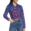 Women's Blouses Boho Mandala Blouse Long-Sleeve Floral Print Aesthetic Woman Casual Oversized Shirt Design Top Birthday Gift