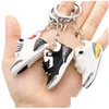 Shoe Parts Accessories 3D Basketball Sneaker Shoes Keychains Fashion Designer Football Sile Keyring Men Women Pendant Key Chain Car Handb