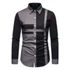 Chemises décontractées pour hommes 2023 robe couture couleur élégant à manches longues concepteur bouton vers le bas chemise en jean mince