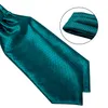 Neck Ties Teal Blue Solid Men Vintage Wedding Formal Cravat Ascot Pocket Square Set Paisley Floral Check Silk Necktie DiBanGu 230807