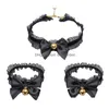 Boucles d'oreilles Collier Ensemble 3Pcs / Set Y Lolita Collier Ras Du Cou À Volants Dentelle Arc Cloches Avec Bracelet Bracelet Gothique Punk Bijoux Wo Dhgarden Dho9N