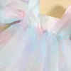 女の子のドレスMa Gaun Bayi Perempuan Balita Anak-Anak-Anak Gaun Ulang Pernikahan Pesta Tutu Pelangi Lengan Puffle Untuk Anak Perempuan Musim Panas