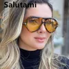 Lunettes de soleil Cadres Marque De Luxe Punk Pour Femmes Vintage Épais Lunettes De Soleil Hommes Rétro Rond Noir Jaune Dégradé Lunettes Femme Ombre 230807