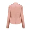 Women's Leather Lapel Irregular Jacket Coat Solid Color Fashion Beaded Design Long Sleeves Streetwear Women