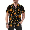 Chemises décontractées pour hommes Halloween citrouille chemise ample homme plage imprimé végétal motif hawaïen à manches courtes Streetwear chemisiers surdimensionnés