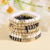 Pulseiras de link Boho Jóias Empilhamento Heishi Para Mulheres Verão Polímero Contas de Argila Pulseira Cor Dourada Espaçada