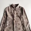 Kvinnors blusar 2023 Summer Women Style Cloud Rose Abstract Print Printing Silk Breasted Temperament Shirt