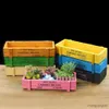 Planters Pots Pot Bunga Warna-Warni Retro Kotak Kayu Pot Bunga Berdiri Makanan Log Kotak Sukulen Tanaman Pot Bunga