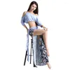 Stage Wear Dance Belly Dancer Girl Suit Skirt Modal Oriental Performance Clothing Short-sleeved Top Nude Sexy Split Long