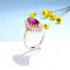 Обручальные кольца Kuololit 2ct Ruby Gemstone для женщин Solid 18k 14k желтого золота лаборатория выращенного маркиза Cut Ring Congagement 230808