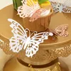 Wall Stickers 12Pcs Hollowed 3D Butterfly Sticker Rose Gold Silver Colorful Glass Window Glossy Paper Home Year Decorations 230808