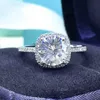 Bröllopsringar 100% ringar 1CT 2CT 3CT Brilliant Diamond Halo Engagement Rings for Women Girls Löfte Present Sterling Silver Jewelry 230804