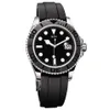 relógios masculinos master pulseira de borracha preta caixa de aço inoxidável anel de cerâmica vidro de safira movimento automático mecânico256i