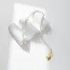 Hänghalsband med spänne inlagd zirkonhjärta pärlhalsband för kvinnor bröllop brud pärla kedja hals tillbehör smycken
