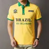 Nuovi tifosi di calcio brasiliani casual in cotone ricamato polo calcio brasiliano da uomo