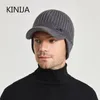 Beanie Skull Caps Men Winter Knitted Hat Outdoor Cycling Ear Protection Warmth ed Cap Casual Fashion Sunhat Bomber Skullies Beanies 55 60CM 230808