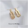 Saplama Küpe 4pcs 6.8 18mm 14k Altın Kaplama Kadınlar Rec Moda Kulak Saplamaları Takılar Mücevher Yapımı DIY Pirinç Aksesuarları Drop Dhgarden Dhvcb