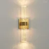 Vägglampor FKL Simple Modern Crystal Lamp Gold Light Luxury For Bedroom Bedside Stair Aisle vardagsrum Bakgrund LED