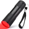 Mini Portable Bright 9Led Red Light Flashlight Key Chain Flashing Lights Torch T for Hunting Forensic Light Sources Lamp