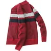 남자 스웨터 야구 스웨터 줄무늬 가디건 플러시 플러시 플러시 지퍼 지퍼 가을 겨울 캐주얼 열 재킷 2023 남성 코트