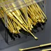Newest Key Ring Gold Brass Dab Dabber Earpick Smoking Snuff Snorter Sniffer Powder Spoon Shovel Scoop Pipe Straw Accessories 50pcs/lot