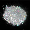 Nail Glitter 50G Holographic Mixed Hexagon Shape Chunky Silver Paillettes Laser Sparkly Flakes Fette Manicure Nails Art Decoration 230808